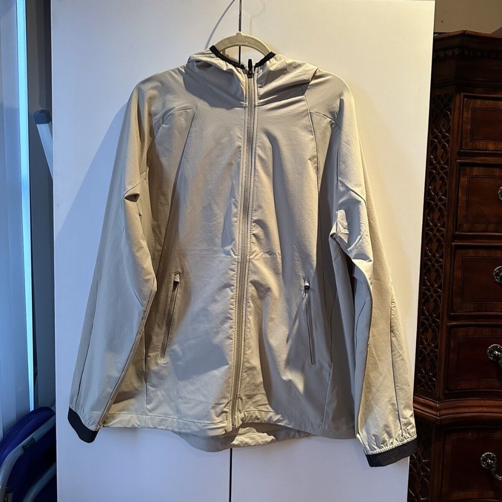 BRADY BRAND Shell Jacket Mens Large Outdoor Full Zip Hoodie Casual Beige NWT